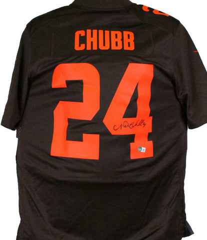 Nick Chubb Autographed Cleveland Browns Nike Alt Game Jersey-Beckett W Hologram