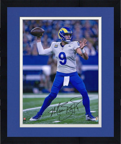 Framed Matthew Stafford Los Angeles Rams Signed 16" x 20" Passing Photo