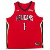 ZION WILLIAMSON Autographed New Orleans Pelicans Authentic Red Jersey FANATICS