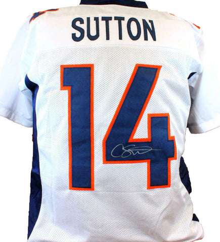 Courtland Sutton Autographed White Pro Style Jersey- Beckett W Hologram *Silver
