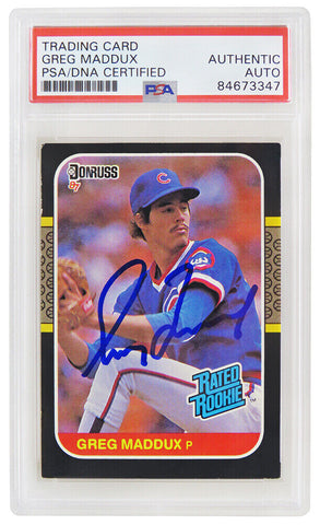 Greg Maddux autographed Cubs 1987 Donruss Rated Rookie Card #36 - (PSA)