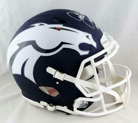 John Elway Signed Broncos F/S AMP Speed Authentic Helmet W/ 2 Insc- Beckett Auth
