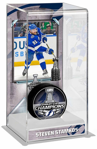 Steven Stamkos Lightning 2021 Stanley Cup Champs Logo Tall Hockey Puck Case