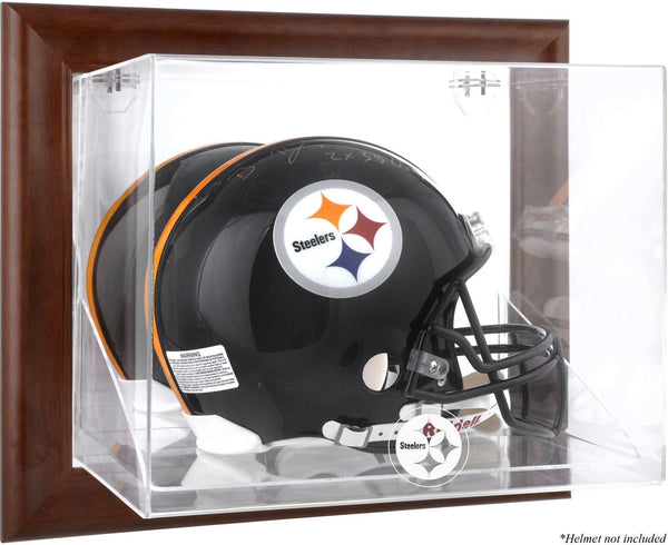 Steelers Brown Framed Wall-Mountable Logo Helmet Case-Fanatics