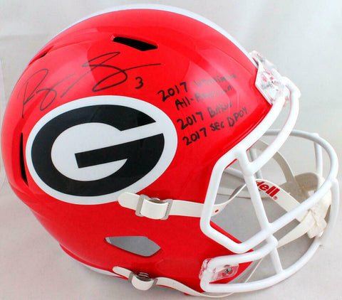 Roquan Smith Autographed GA Bulldogs Speed F/S Helmet w/ 3 Insc- Beckett W *Blk