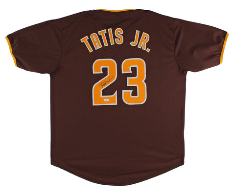Fernando Tatis Jr. Authentic Signed Brown Pro Style Jersey w/ Yellow Numbers JSA