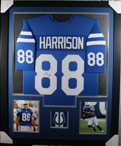 MARVIN HARRISON (Colts blue TOWER) Signed Autographed Framed Jersey JSA