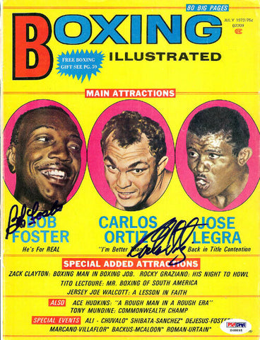 Bob Foster & Carlos Ortiz Autographed Boxing Illustrated Cover PSA/DNA S48895