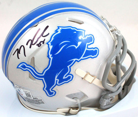 TJ Hockenson Autographed Detroit Lions Speed Mini Helmet- Beckett W Holo *Black