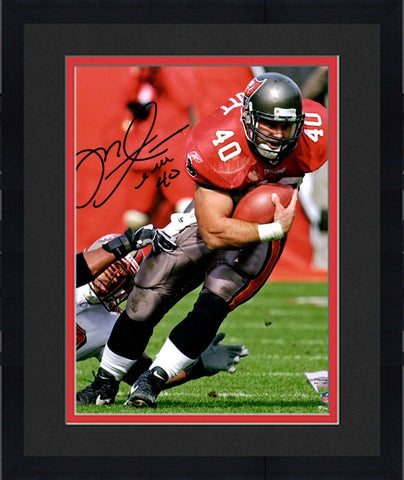 Framed Mike Alstott Tampa Bay Buccaneers Signed 8" x 10" Red Running Photo