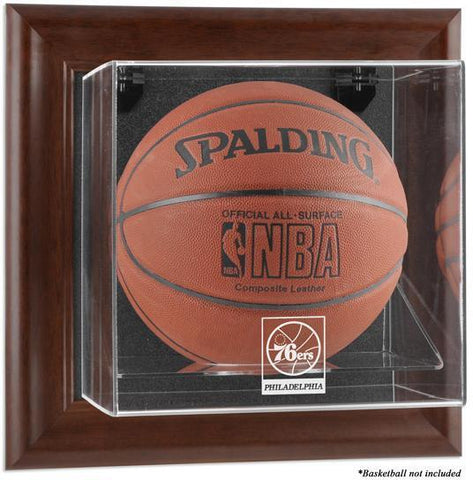 Philadelphia 76ers Brown Framed Wall-Mountable Basketball Case