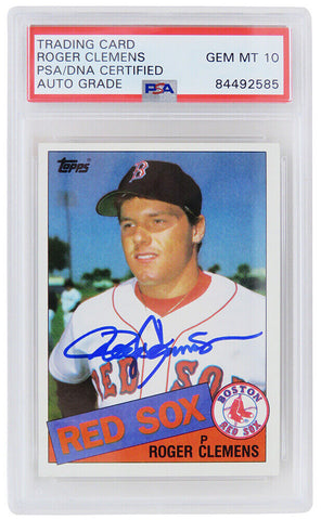 Roger Clemens Autographed Red Sox 1985 Topps Rookie Card #181 (PSA - Auto 10)