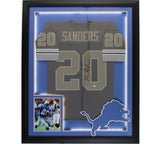 Barry Sanders Signed Detroit Lions LED Framed Mitchell & Ness Replica Jersey