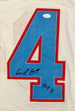Earl Campbell Autographed White Pro Style Jersey With HOF- JSA W *Black