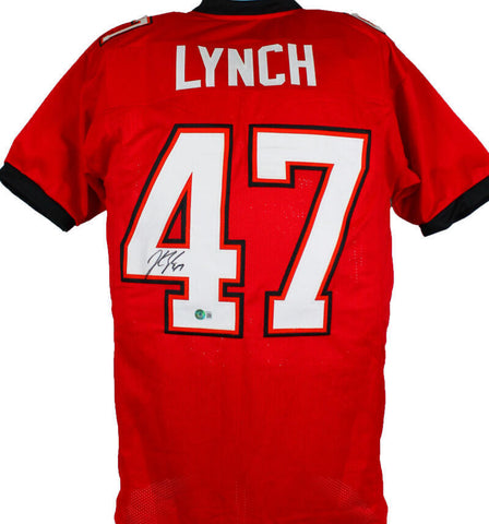 John Lynch Autographed Red Pro Style Jersey- Beckett W Hologram *Black