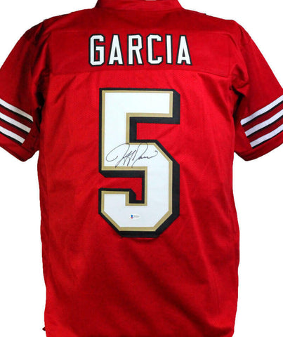 Jeff Garcia Autographed Red Pro Style Jersey- Beckett W *Black