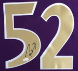 Ray Lewis Signed Baltimore Ravens 35x43 Custom Framed Purple Jersey (JSA COA)