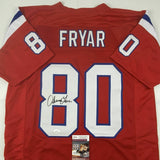 Autographed/Signed IRVING FRYAR New England Red Football Jersey JSA COA Auto