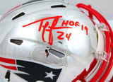 Ty Law Autographed NE Patriots Chrome Speed Mini Helmet w/HOF-Beckett W Hologram