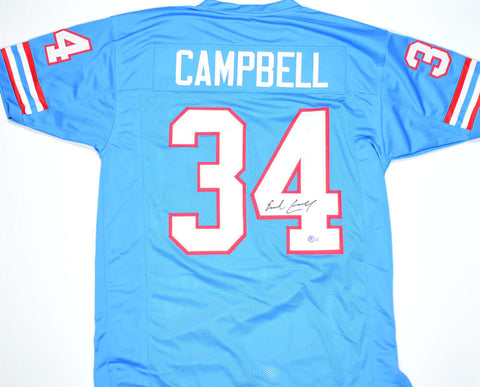 Earl Campbell Autographed Blue Pro Style Jersey- Beckett W Hologram *Black