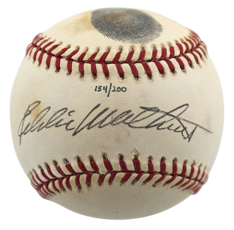 Braves Eddie Mathews Signed Thumbprint Onl Baseball LE #154/200 BAS #BD23277