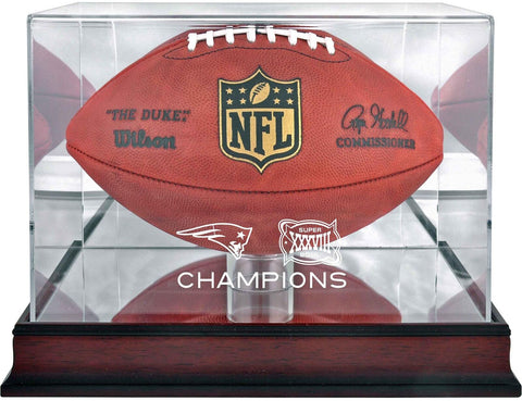New England Patriots Super Bowl XXXVIII Champs Mahogany Football
