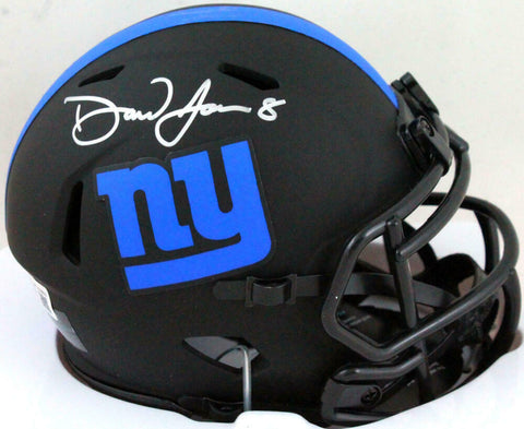 Daniel Jones Autographed NY Giants Eclipse Speed Mini Helmet- Beckett W *Silver