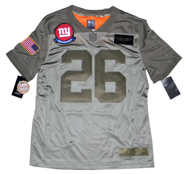 College Authentics Saquon Barkley Signed New York Giants Salute to Service Nike Limited Jersey BAS