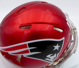 Mac Jones Autographed Patriots Flash Red Mini Helmet (Damaged) Beckett WS86312