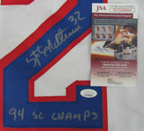 Stephane Matteau Signed New York Rangers Jersey Inscribed 94 SC Champs (JSA COA)