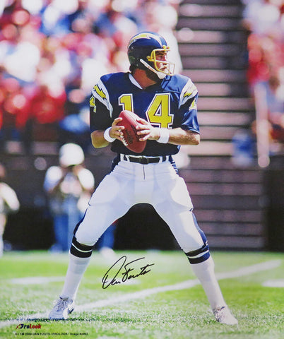 Dan Fouts Signed Chargers Navy Jersey Drop Back Action 16x20 Photo -SCHWARTZ COA
