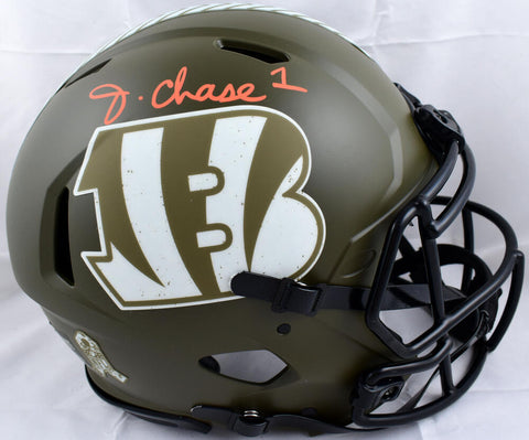 Ja'Marr Chase Signed Bengals Salute to Service F/S Speed Authentic Helmet - PSA