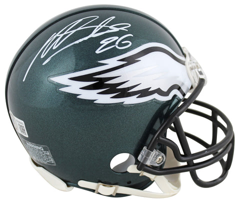 Eagles Miles Sanders Authentic Signed Green Rep Mini Helmet BAS Witnessed