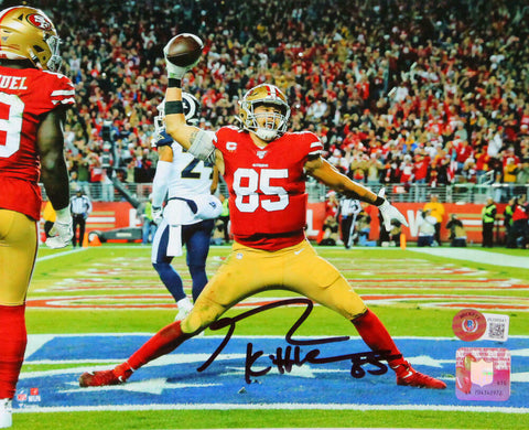 George Kittle Autographed SF 49ers 8x10 Celebrating Photo- Beckett W Holo *Black