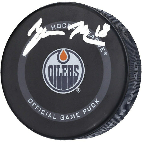 ZACH HYMAN Autographed Edmonton Oilers Official Hockey Puck FANATICS