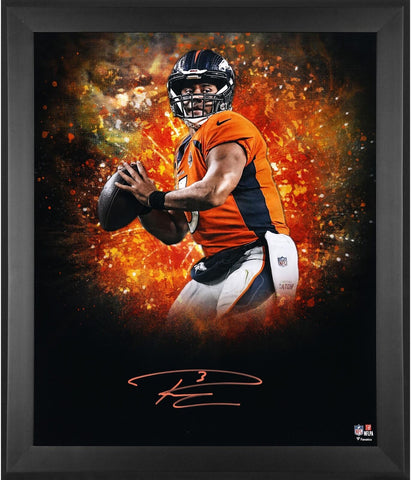 Russell Wilson Denver Broncos Framed Autographed 20" x 24" In Focus Photograph