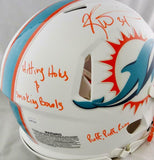 Ricky Williams Signed Dolphins F/S Flat White ProLine Helmet w/3Insc- JSA W Auth