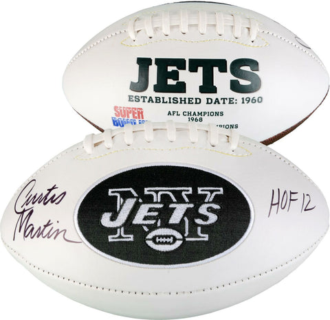 Curtis Martin New York Jets Signed White Panel Football with "HOF 2012" Insc