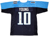 TENNESSEE TITANS VINCE YOUNG AUTOGRAPHED SIGNED BLUE JERSEY JSA STOCK #202303