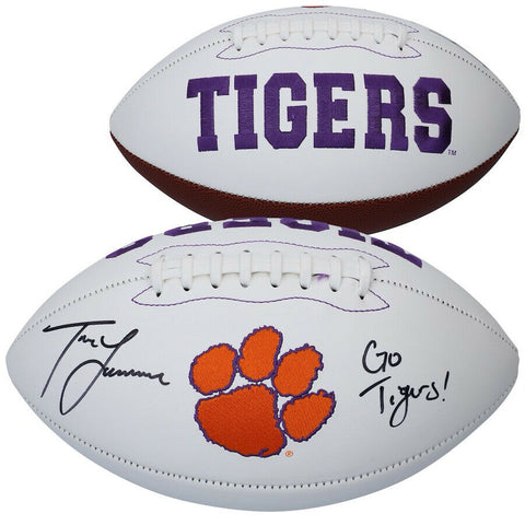 TREVOR LAWRENCE Autographed "Go Tigers" Clemson White Panel Football FANATICS