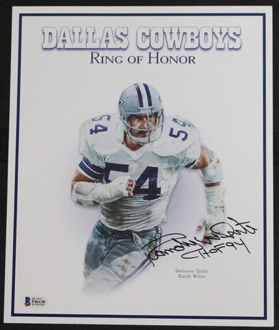 Randy White Autographed Dallas Cowboys 11.5x9.5 Ring Of Fame Print BAS 36482