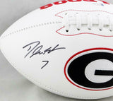 D'Andre Swift Autographed Georgia Bulldogs Logo Football - Beckett W Auth *Black