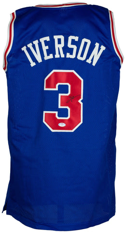 Allen Iverson Signed Custom Blue Pro Style Basketball Jersey PSA