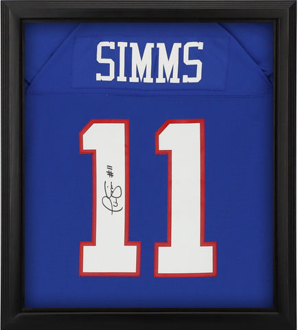 Phil Simms Giants FRMD Signed Mitchell & Ness Blue Replica Jersey Shadowbox