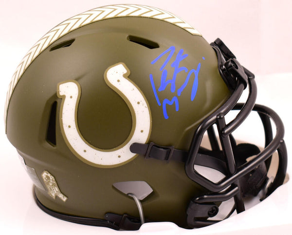 Peyton Manning Signed Colts Salute to Service Speed Mini Helmet- Fanatics *Blue