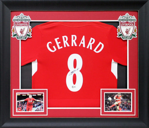 Liverpool FC Steven Gerrard Signed Red 2005 UCL Final Edition Framed Jersey BAS