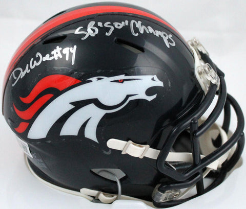 DeMarcus Ware Signed Denver Broncos Speed Mini Helmet w/SB Champs-Beckett W Holo