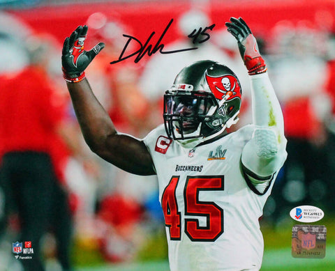 Devin White Autographed Buccaneers 8x10 Arms Up Photo- Beckett W Auth *Black