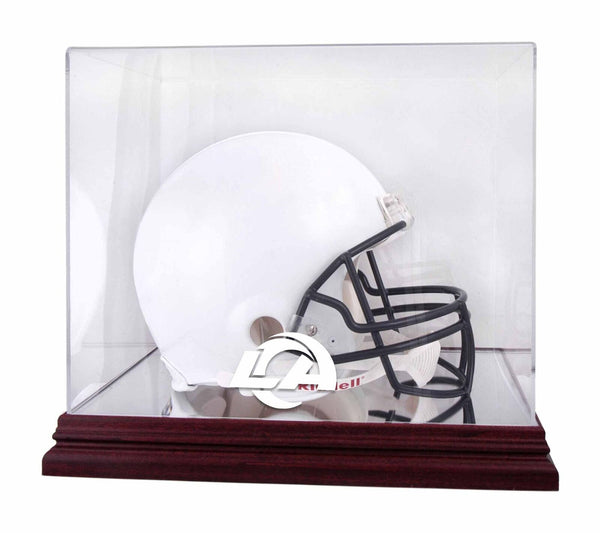 Los Angeles Rams Mahogany Helmet Team Logo Display Case w/Mirror Back