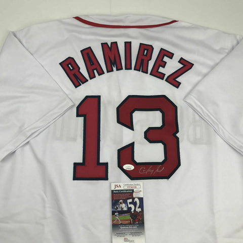 Autographed/Signed HANLEY RAMIREZ Boston White Baseball Jersey JSA COA Auto